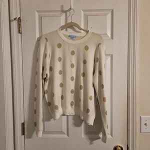 Draper James Cream Sweater with Gold Polka Dots